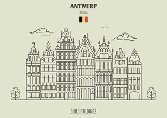 Guild Buildings in Antwerp, Belgium. Landmark icon