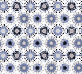 stylized flakes seamless pattern in silver and blue shades