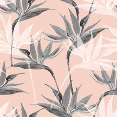 Washable wall murals Paradise tropical flower Exotic flowers in monochrome colors, transparent on pastel background
