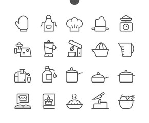 Cooking UI Pixel Perfect Well-crafted Vector Thin Line Icons 48x48 Grid for Web Graphics and Apps. Simple Minimal Pictogram Part 1-3