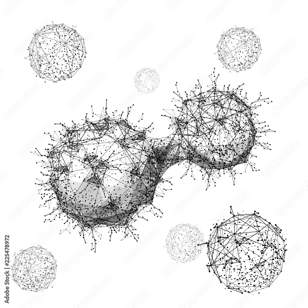 Leinwandbilder cancer cell. isolated black vector illustration in low-poly style on a white background. the drawing