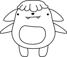 White cartoon cute monster vector