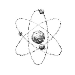 Molecule. Isolated black vector illustration in low-poly style on a white background. The drawing consists of thin lines and dots. Polygonal image on topics of science or medicine. Low poly EPS.