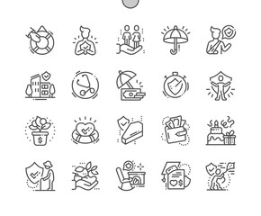 Life insurance Well-crafted Pixel Perfect Vector Thin Line Icons 30 2x Grid for Web Graphics and Apps. Simple Minimal Pictogram