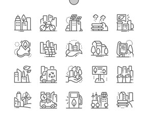Eco friendly city Well-crafted Pixel Perfect Vector Thin Line Icons 30 2x Grid for Web Graphics and Apps. Simple Minimal Pictogram