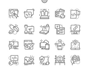 Web optimization Well-crafted Pixel Perfect Vector Thin Line Icons 30 2x Grid for Web Graphics and Apps. Simple Minimal Pictogram