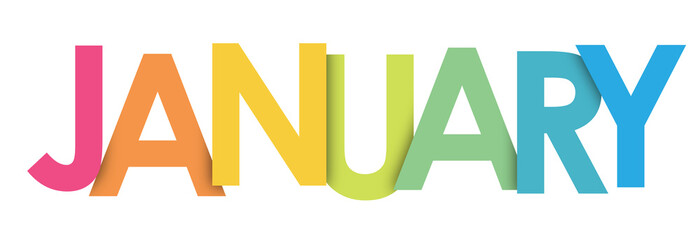 JANUARY rainbow letters banner