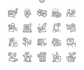 Fototapeta na wymiar Blogging Well-crafted Pixel Perfect Vector Thin Line Icons 30 2x Grid for Web Graphics and Apps. Simple Minimal Pictogram