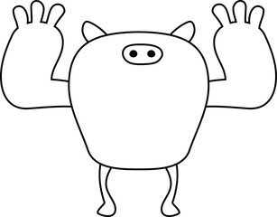 White cartoon cute monster vector