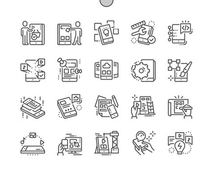 Mobile app development Well-crafted Pixel Perfect Vector Thin Line Icons 30 2x Grid for Web Graphics and Apps. Simple Minimal Pictogram