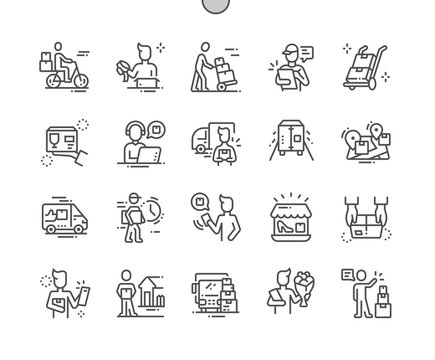 Delivery service Well-crafted Pixel Perfect Vector Thin Line Icons 30 2x Grid for Web Graphics and Apps. Simple Minimal Pictogram
