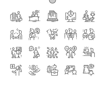 Business people Well-crafted Pixel Perfect Vector Thin Line Icons 30 2x Grid for Web Graphics and Apps. Simple Minimal Pictogram