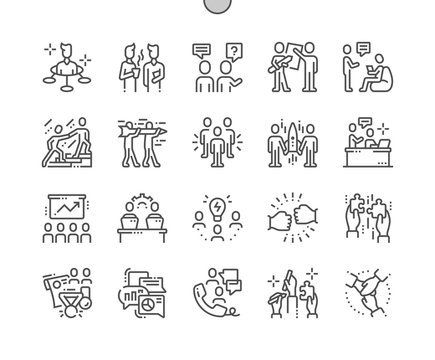 Teamwork Well-crafted Pixel Perfect Vector Thin Line Icons 30 2x Grid for Web Graphics and Apps. Simple Minimal Pictogram