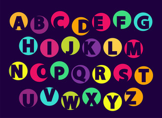 ABC Letters, Color Font Sample Isolated on Black