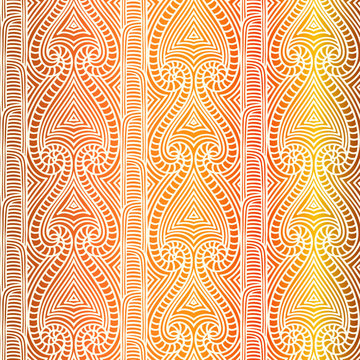 Maori tribal pattern vector seamless. African fabric texture. Traditional polynesian aboriginal art. Cradient background for boho textile blanket, wallpaper, wrapping paper and backdrop template.