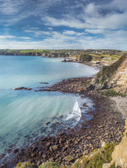 Obraz premium Coastline View of Charlestown Harbour, Carlyon Bay, Cornwall
