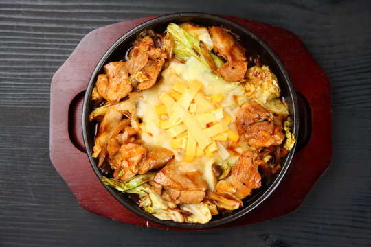 Korean grilled chicken with cheese Dak Galbi