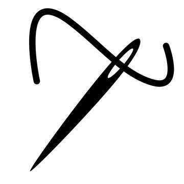 Needle and thread vector silhouette