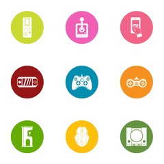 Games hookup icons set. Flat set of 9 games hookup vector icons for web isolated on white background