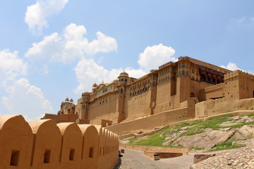 Fototapeta premium Amer (or Amber) Fort in Jaipur as seen from the entrance. One of six Hill Forts of Rajasthan (UNESCO World Heritage)