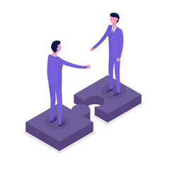 Business people isometric characters, colleague. Teamwork and partnership concept. Flat isometric vector illustration isolated on white background.