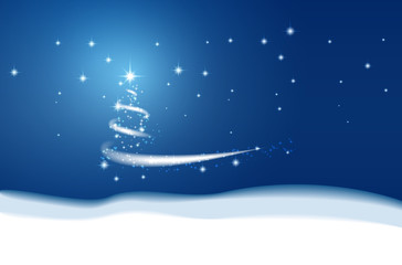 Christmas Blue background. Blizzard. Stars and snow