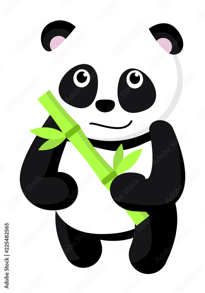 Wall mural cute panda icon. flat illustration of cute panda vector icon for web design - Wall murals