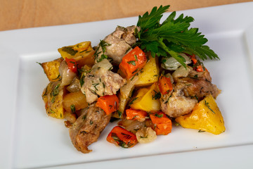 Roasted potato with pork