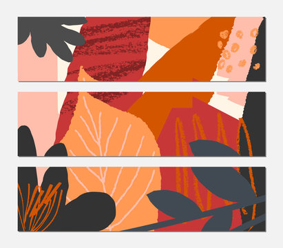 Abstract Autumn Leaves Banner Design