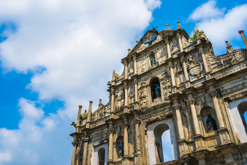 Fototapeta premium Beautiful old architecture building with ruin of st pual church
