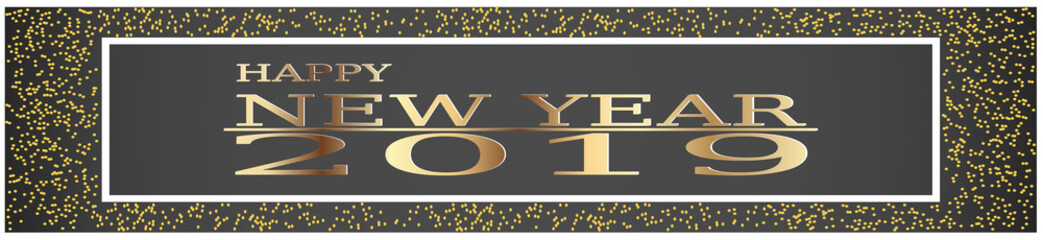 Happy New Year 2019 greeting Golden glittering spatter dust vector Illustration 