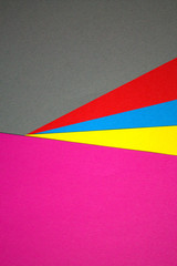 Paper colors are red, yellow, purple, blue.Modern design.