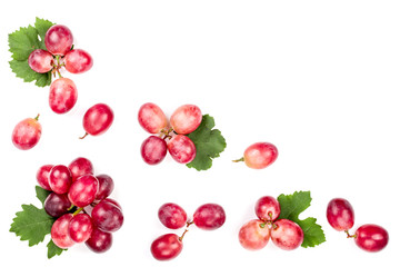 pink grapes isolated on the white background with copy space for your text. Top view. Flat lay...