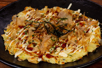 Japanese pizza with seafood