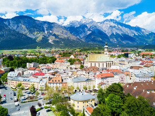 Hall Tirol aerial view - obrazy, fototapety, plakaty