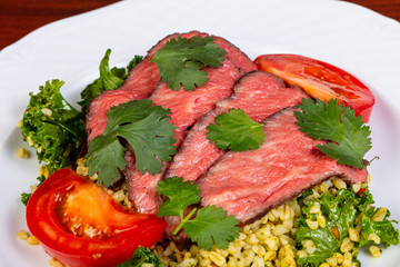 Sliced beef steak
