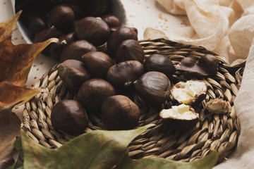 chestnuts on a table