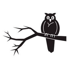 Owl on tree icon. Simple illustration of owl on tree vector icon for web design isolated on white background