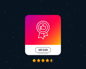 Positive feedback line icon. Award medal symbol. Reward sign. Web or internet line icon design. Rating stars. Just click button. Vector