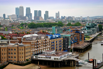 London Skyline Canary Wharf and The River Thames England