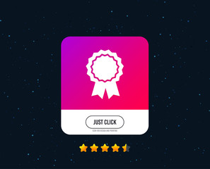 Award medal icon. Best guarantee symbol. Winner achievement sign. Web or internet icon design. Rating stars. Just click button. Vector