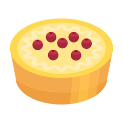 Holiday cherry cake icon. Isometric of holiday cherry cake vector icon for web design isolated on white background