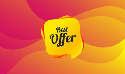 Best offer sign icon. Sale symbol. Wave background. Abstract shopping banner. Template for best offer design. Vector