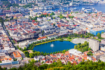 Fototapeta premium Bergen aerial panoramic view
