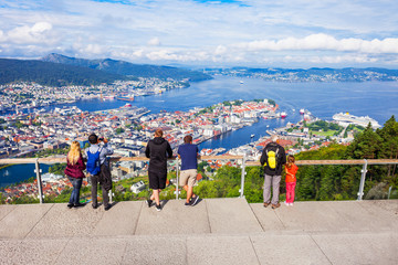 Bergen aerial panoramic view - obrazy, fototapety, plakaty