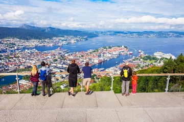Poster Bergen aerial panoramic view © saiko3p
