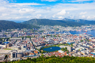 Fototapeta premium Bergen aerial panoramic view