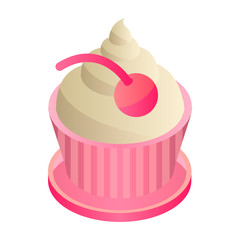 Cupcake icon. Isometric of cupcake vector icon for web design isolated on white background