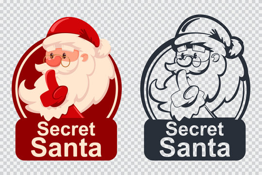 Secret Santa Vector Cartoon Funny Christmas Icon Isolated On A Transparent Background.