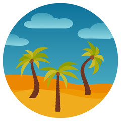 Fototapeta na wymiar Cartoon nature landscape with three palms
